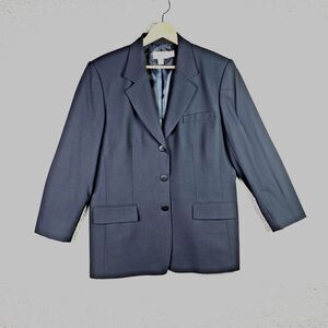 Talbots Wool Classic Blazer 16 Made In Japan Tailored Notched Lapel Navy Lined
